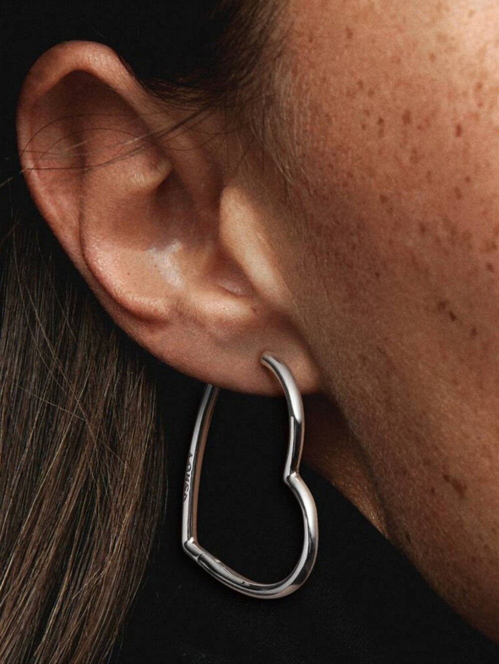 Pandora Asymetrical Heart Hoop Earrings